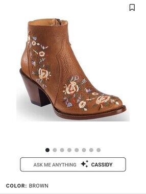 Shyanne Brown Embroidered Floral Ankle Bootie
